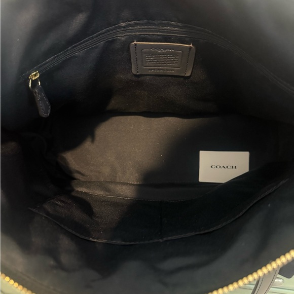 Coach Navy Embossed Leather Tote - Picture 4 of 8